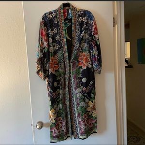Johnny Was silk, embroidered reversible kimono.